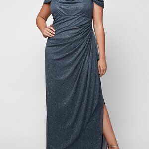 alexevenings.com Plus Hannah Glitter Mesh Gown Size 22WSMOKE / 22W